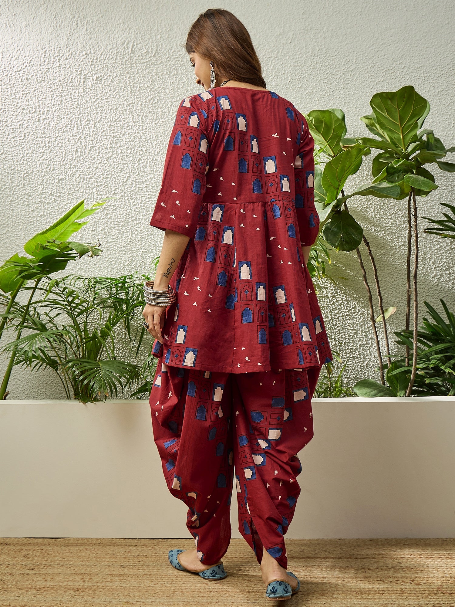 Rust Window Kurta Tulip Pant Set