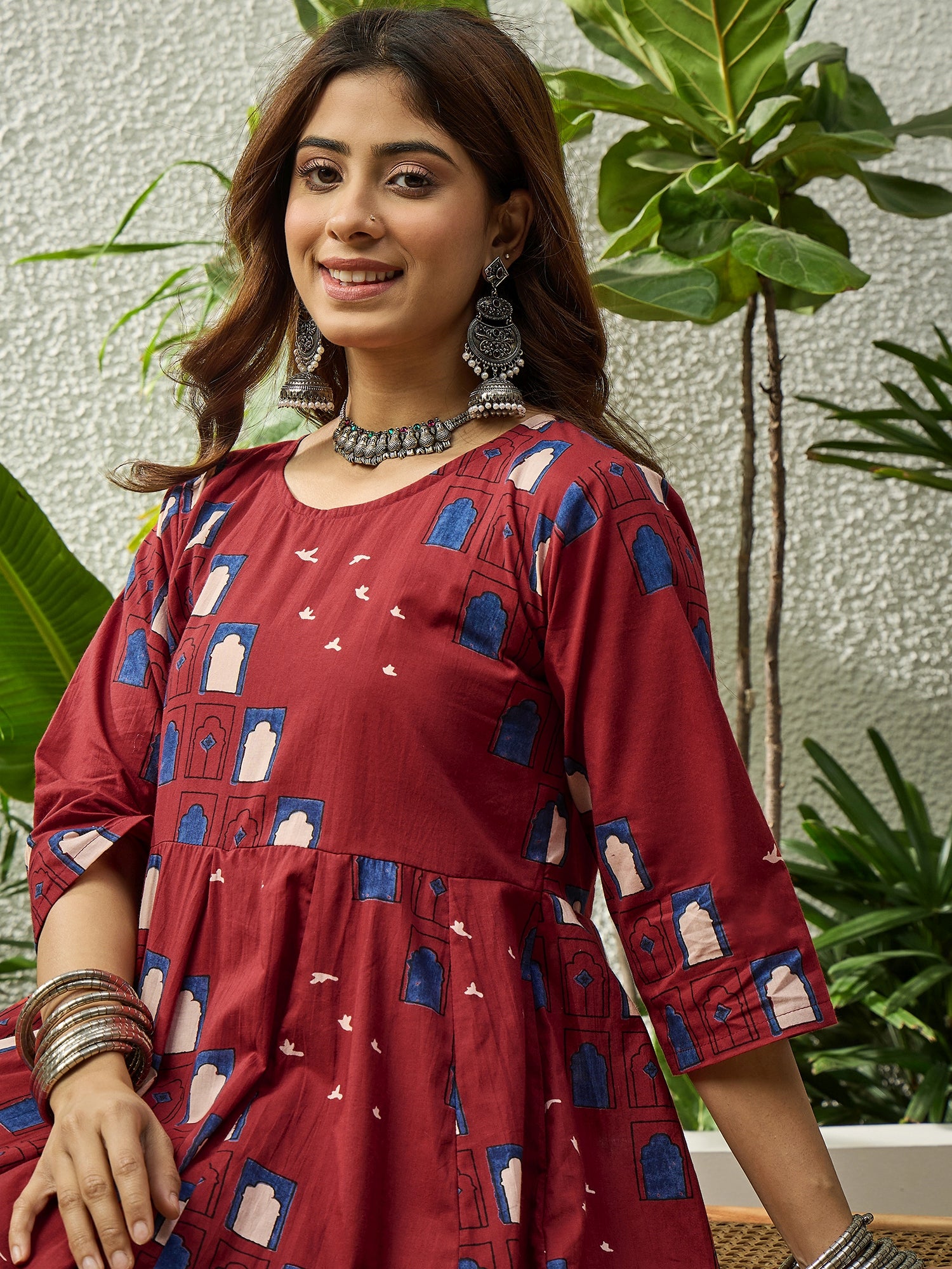 Rust Window Kurta Tulip Pant Set