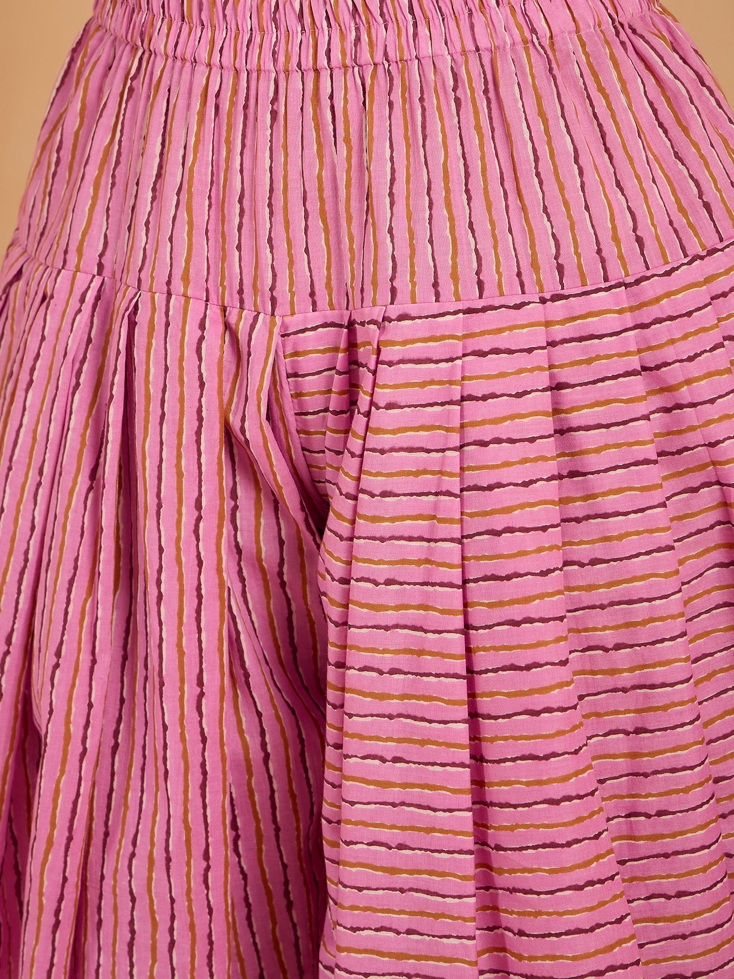 Light Pink Floral Kurta Tulip Pant Set