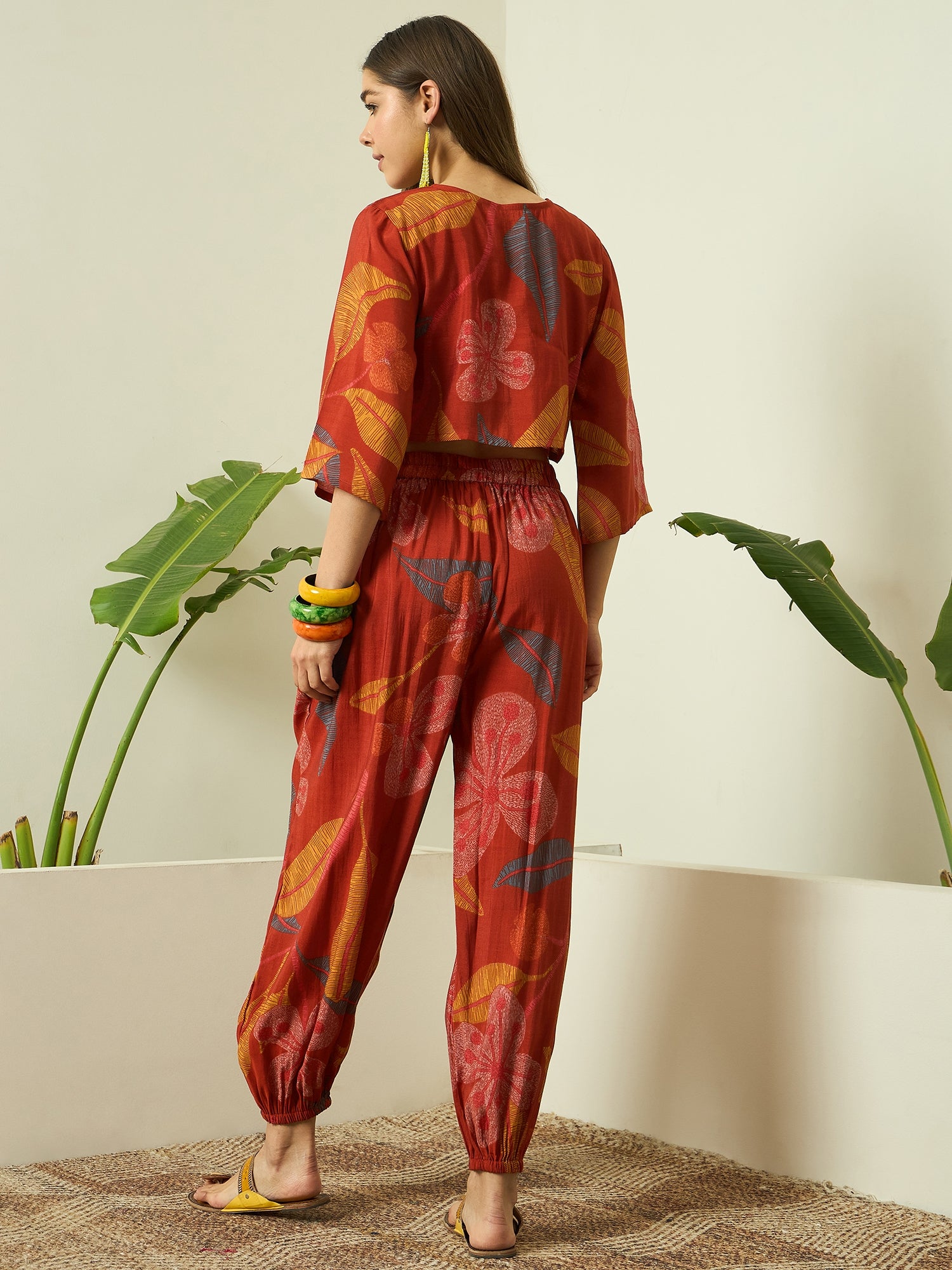 Rust Leaf Top Balloon Pant Set