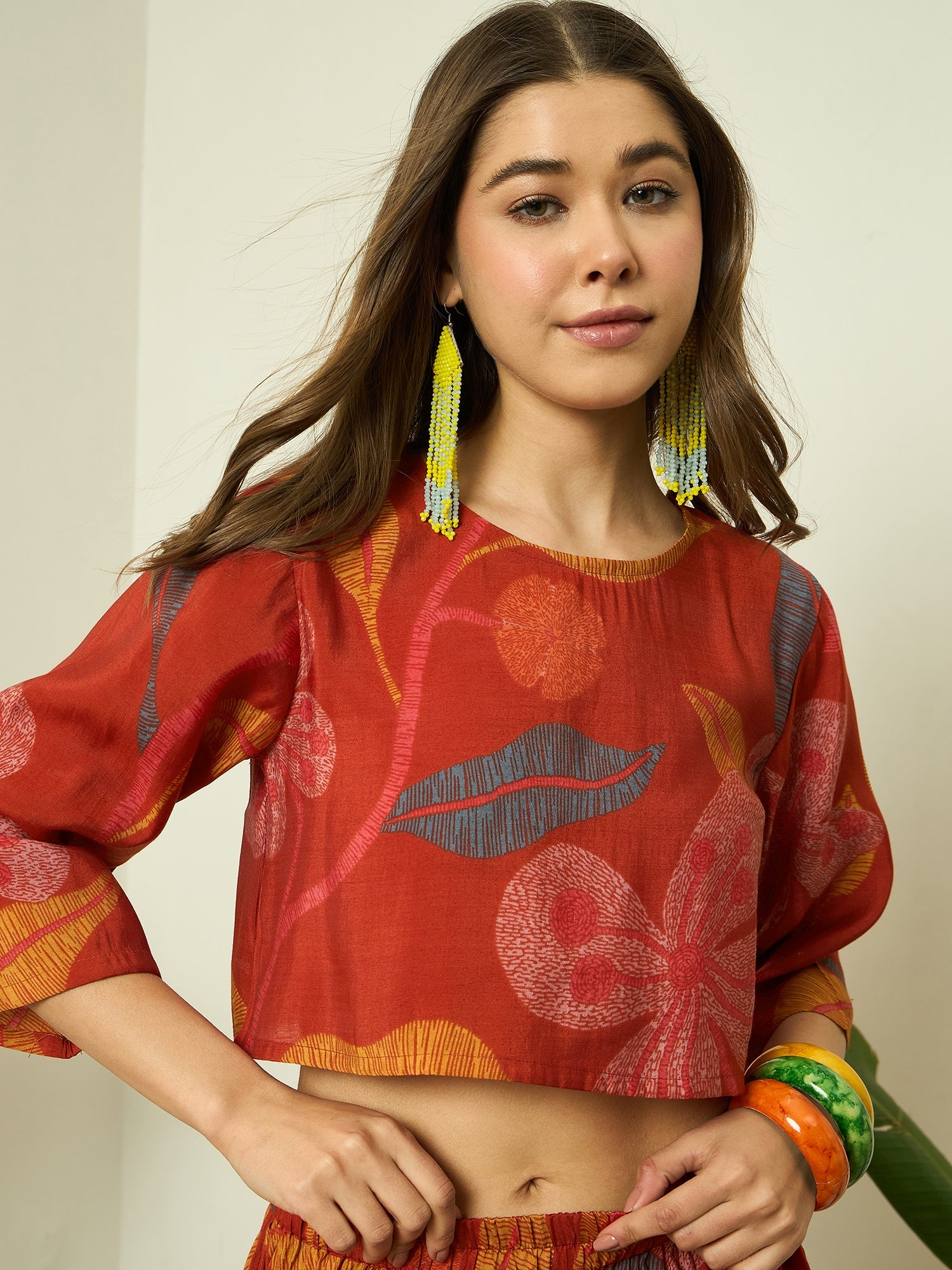 Rust Leaf Top Balloon Pant Set