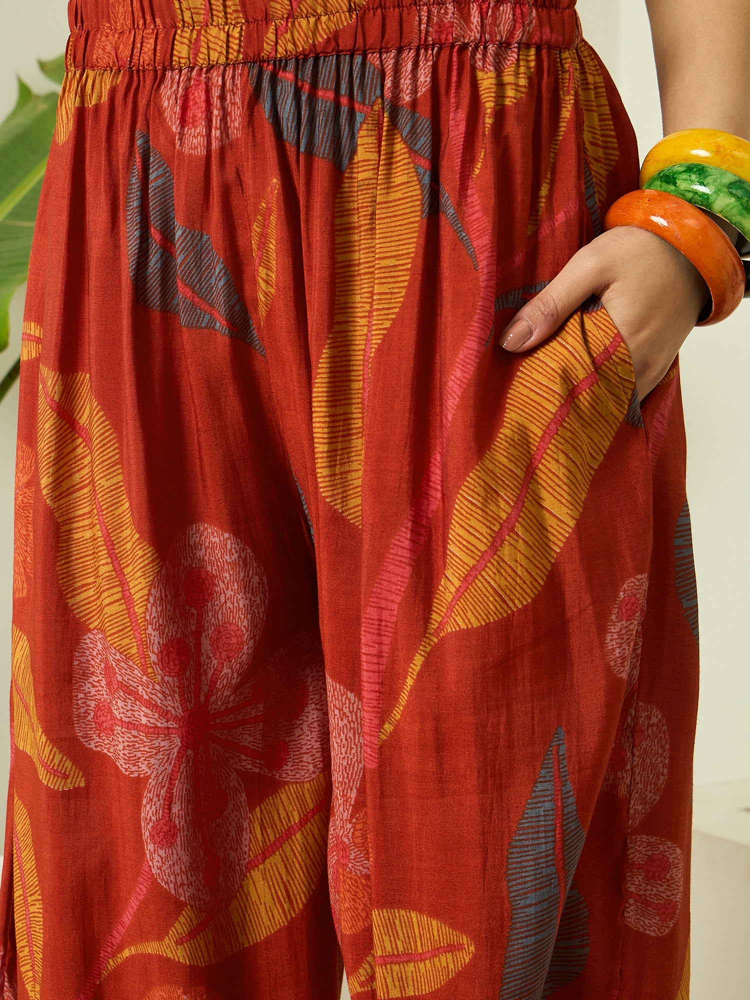 Rust Leaf Top Balloon Pant Set