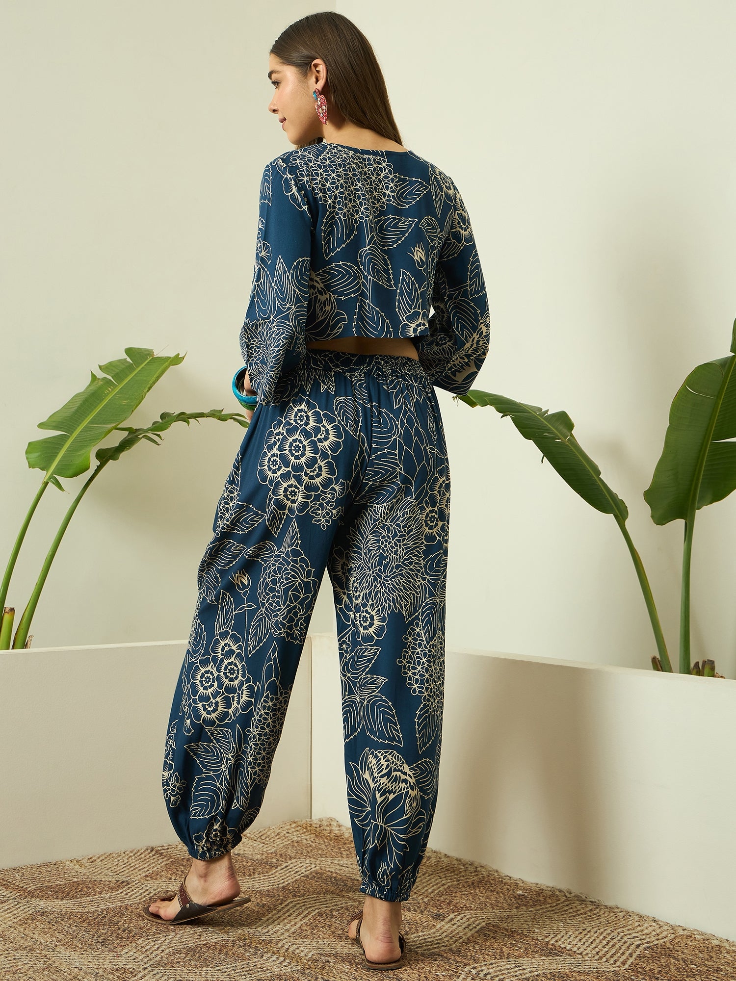 Peacock Teal Rose Top Balloon Pant Set