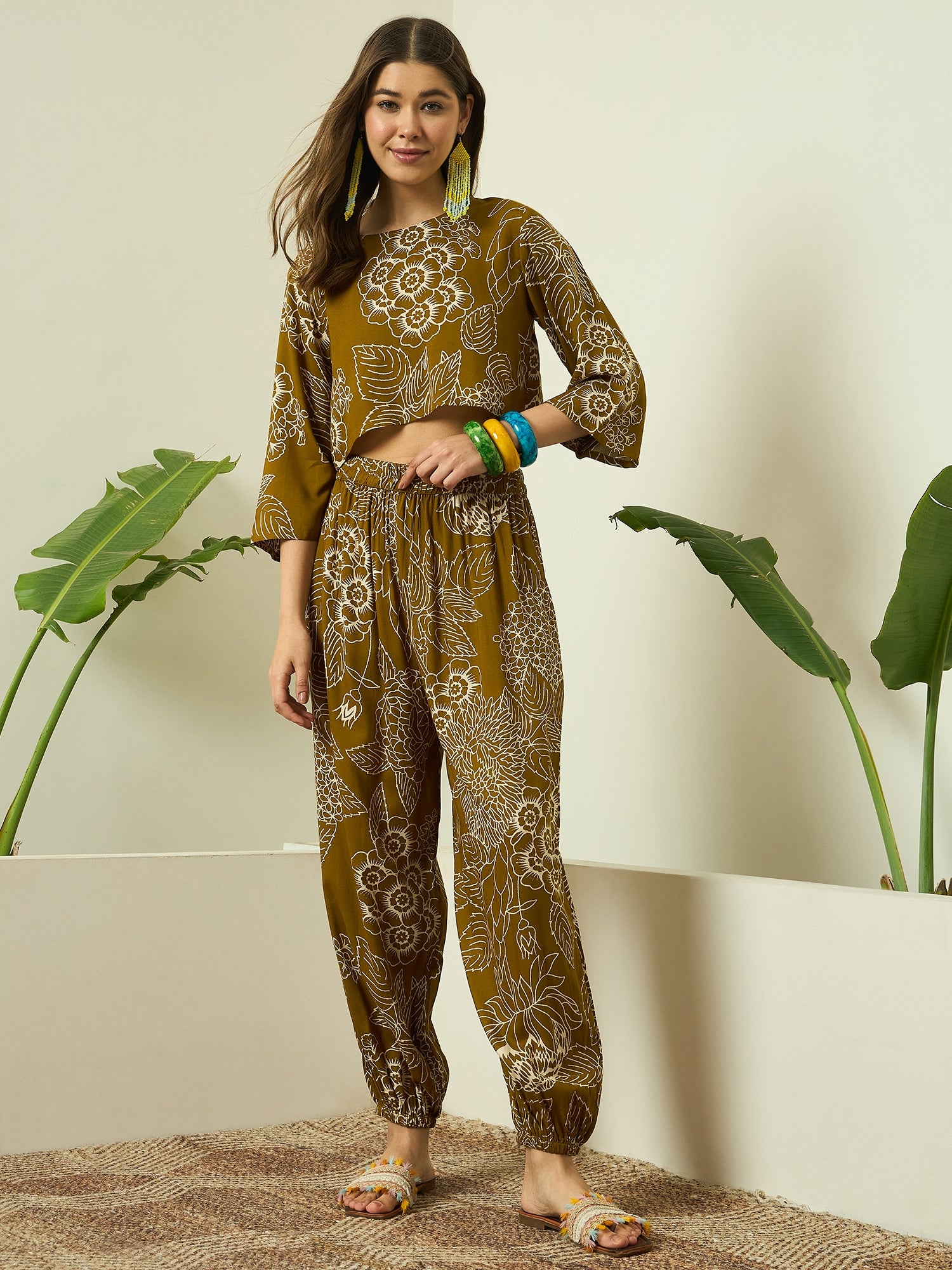 Dark Yellow Rose Top Balloon Pant Set