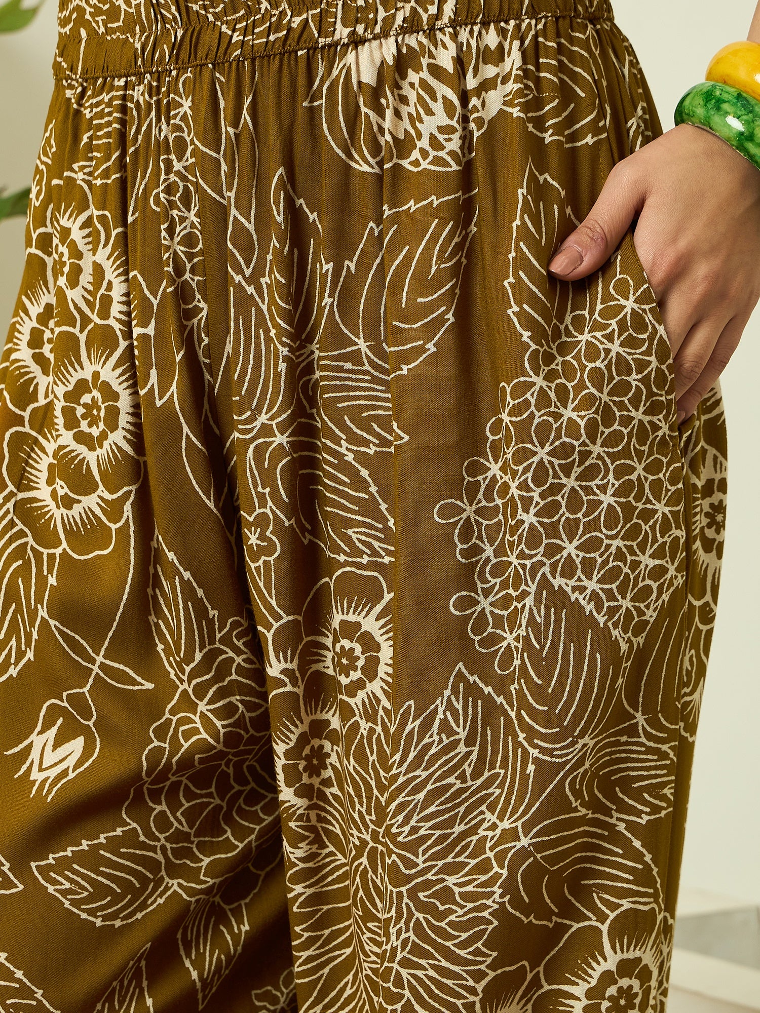 Dark Yellow Rose Top Balloon Pant Set