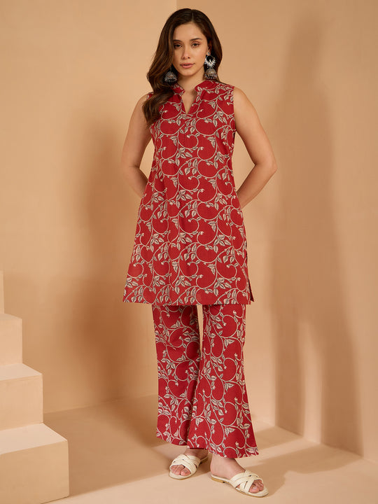Red Leaf Jaal Narrow Pant Set