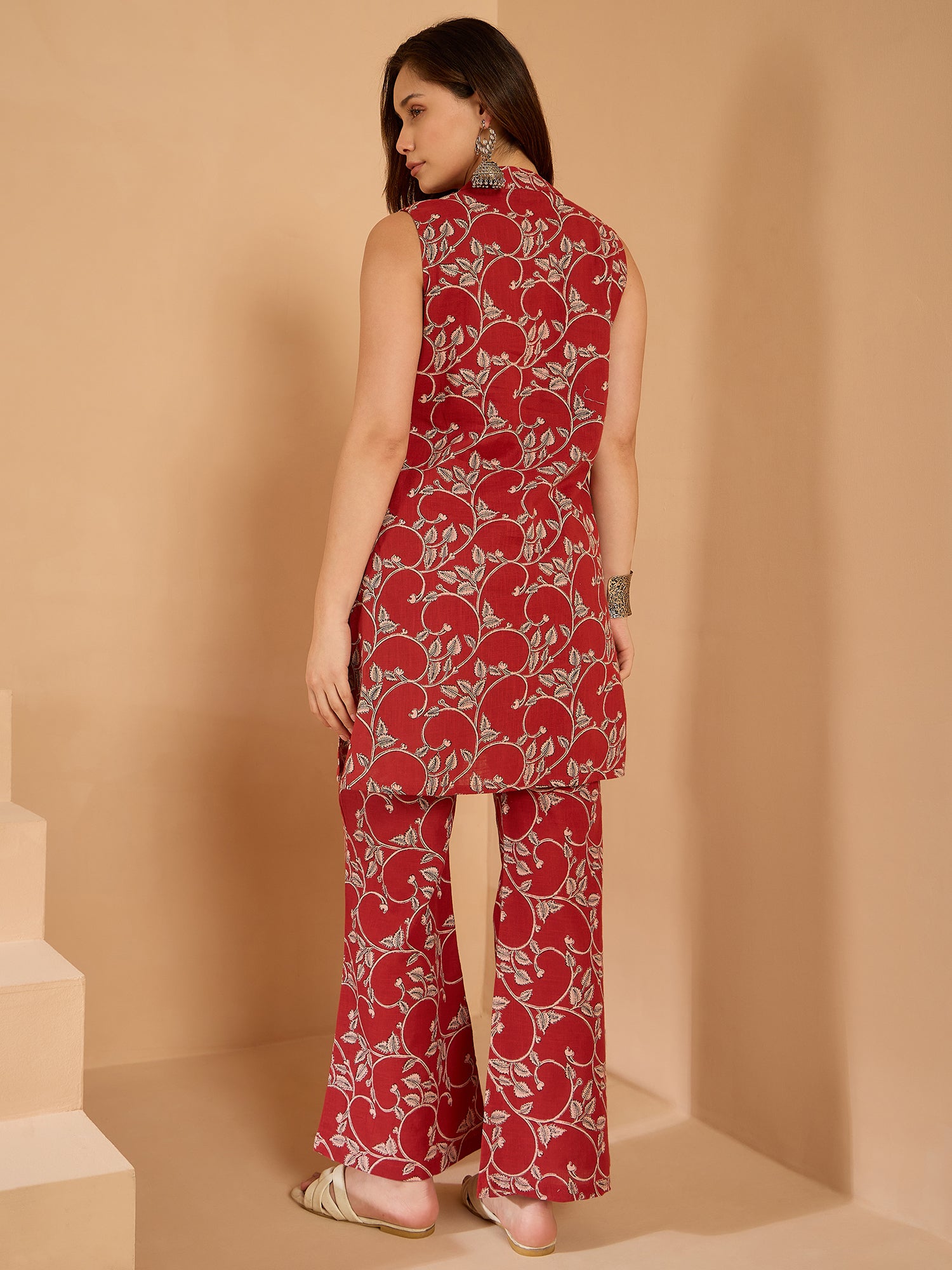Red Leaf Jaal Narrow Pant Set