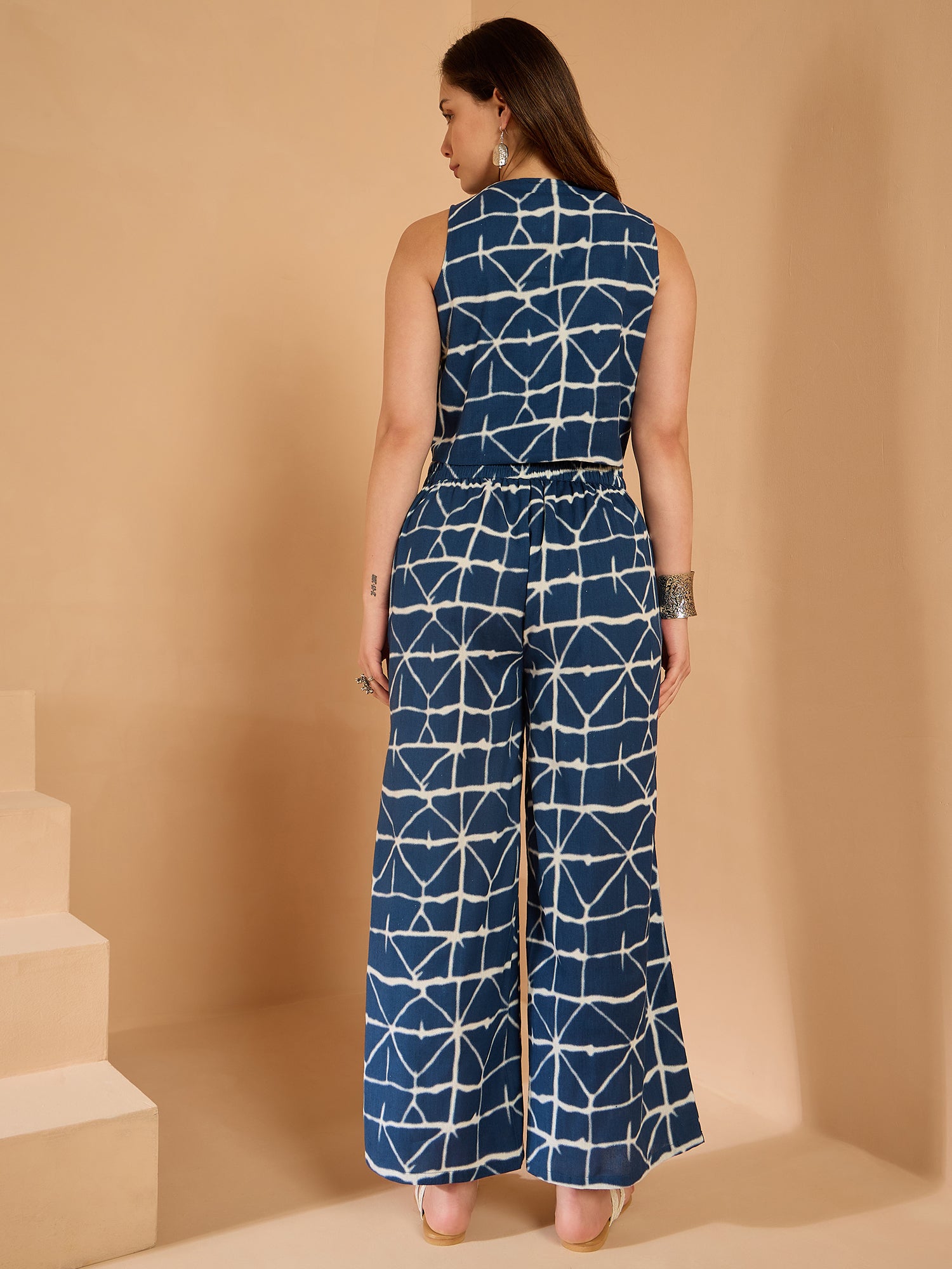 Indigo Geometric Waist Coord Set