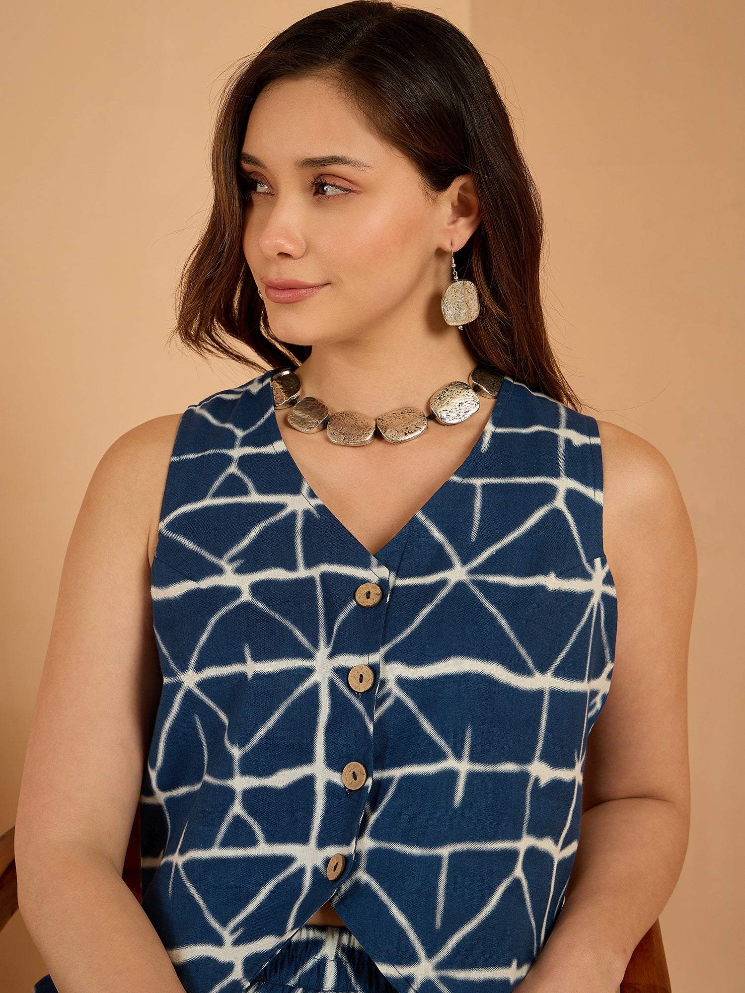 Indigo Geometric Waist Coord Set