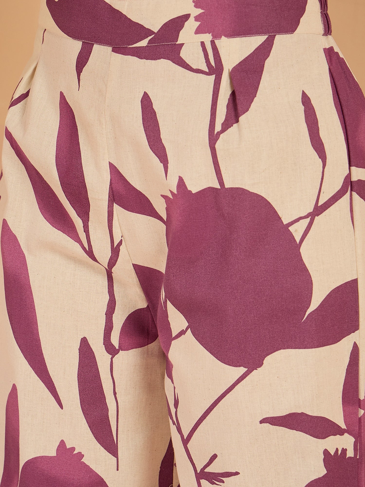 Mauve Beige Fruit Kurta Pant Set