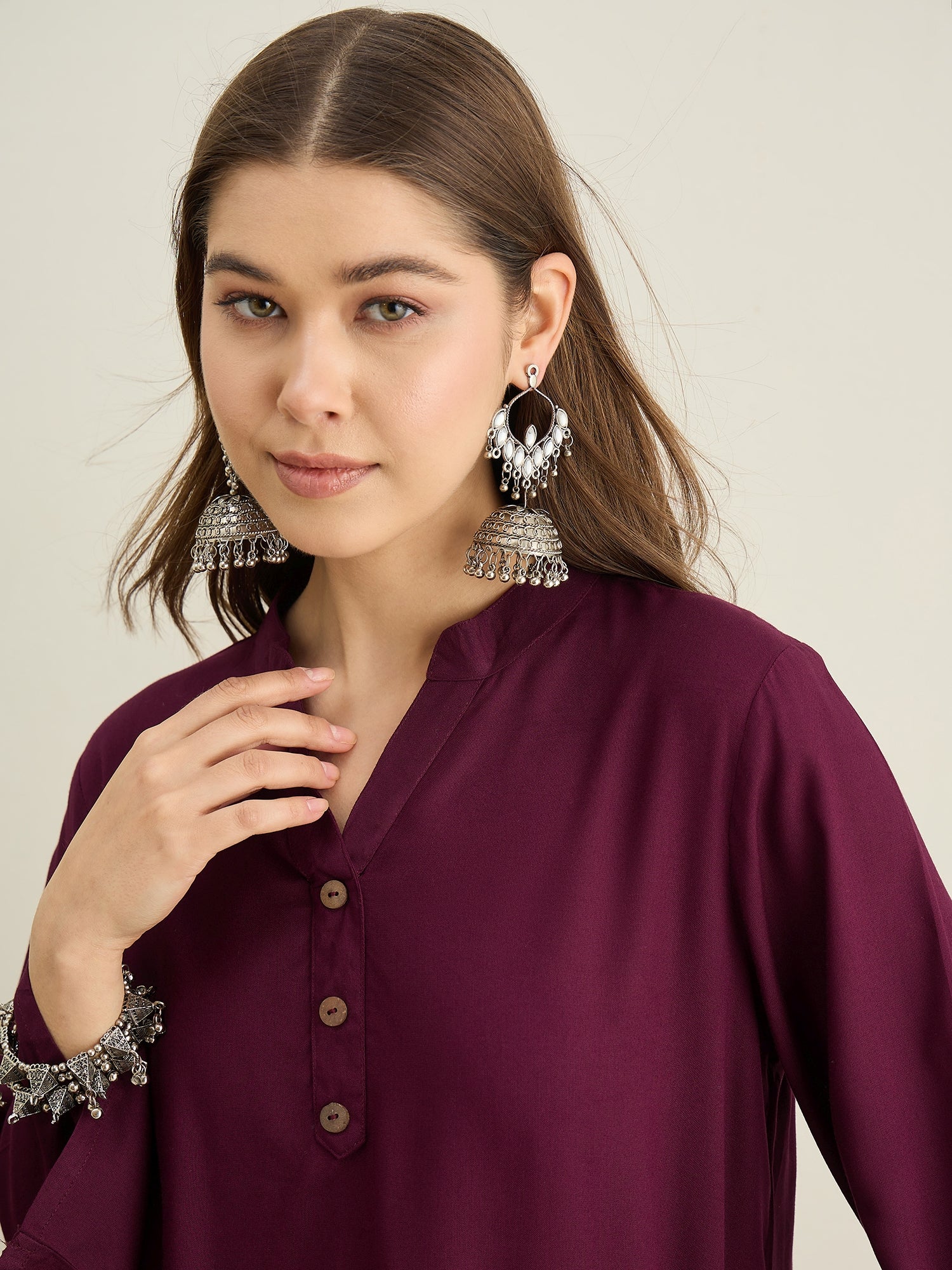 Wine Solid Farshi Salwar Set
