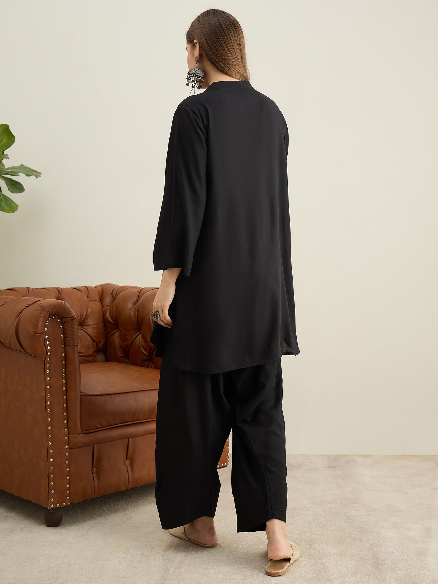 Black Solid Farshi Salwar Set