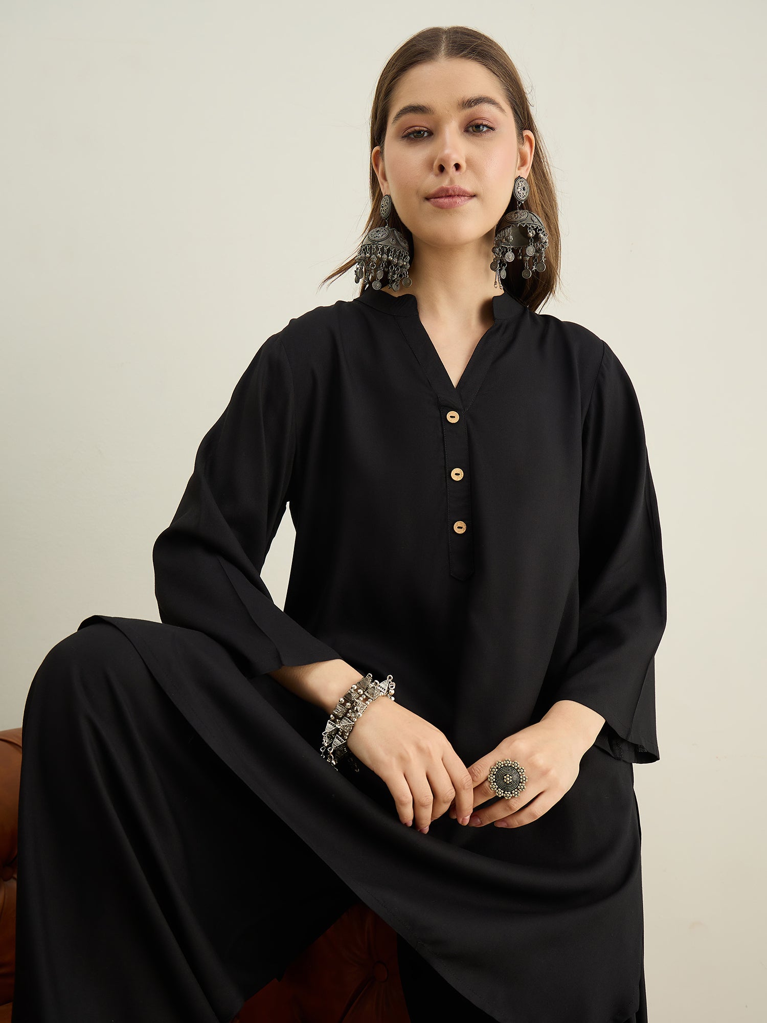 Black Solid Farshi Salwar Set