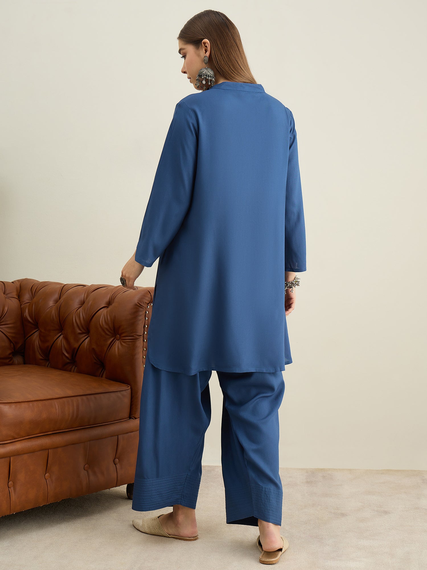 Midnight Blue Solid Farshi Salwar Set