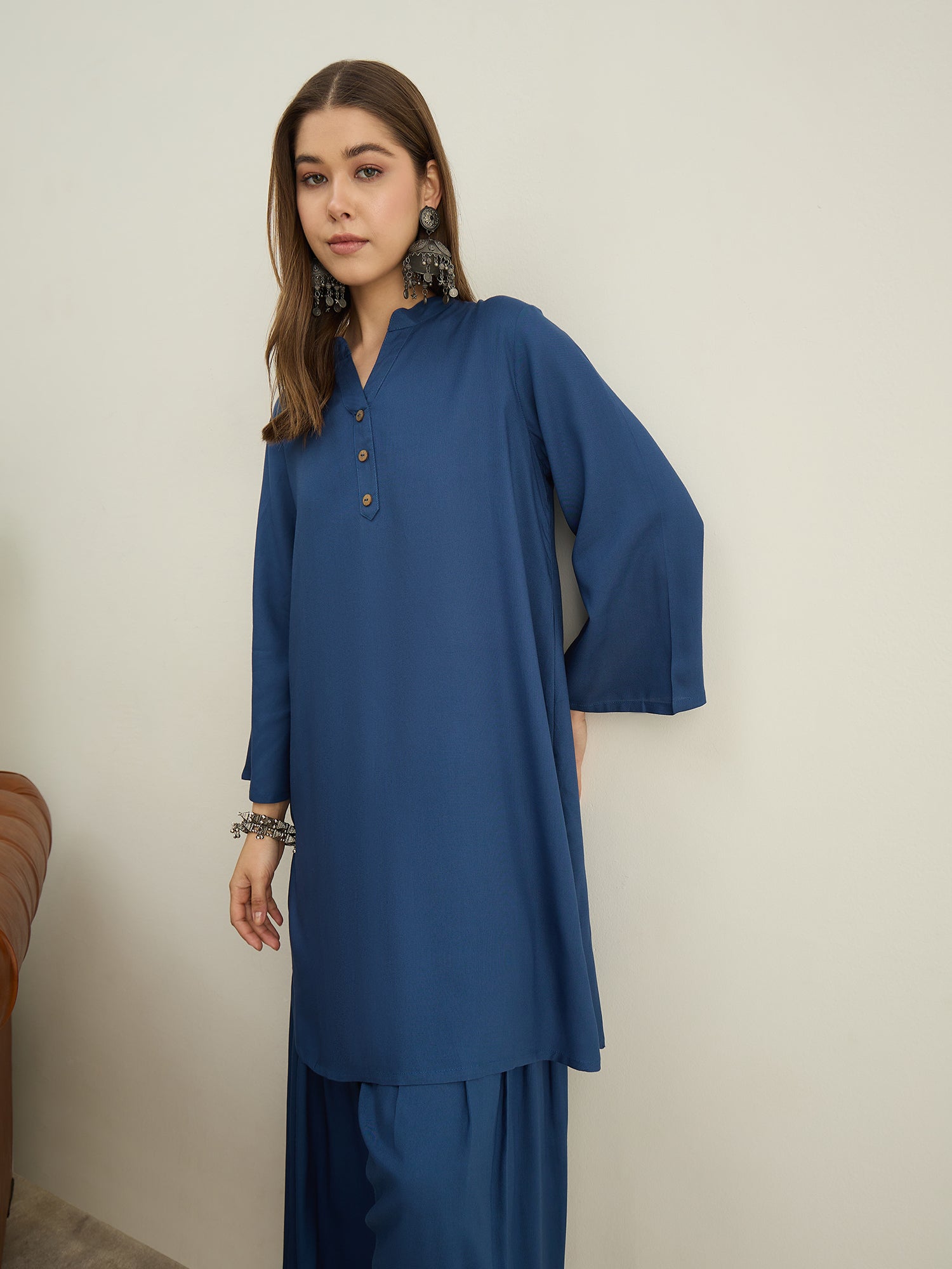 Midnight Blue Solid Farshi Salwar Set