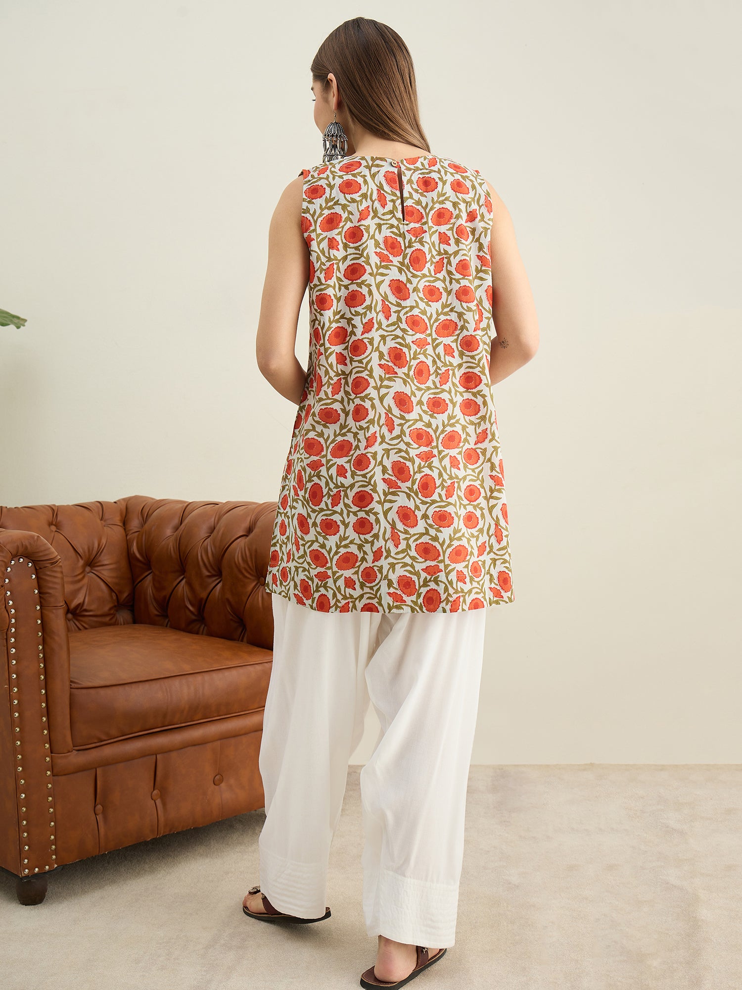 Orange Floral Jaal W/S Farshi Salwar Set