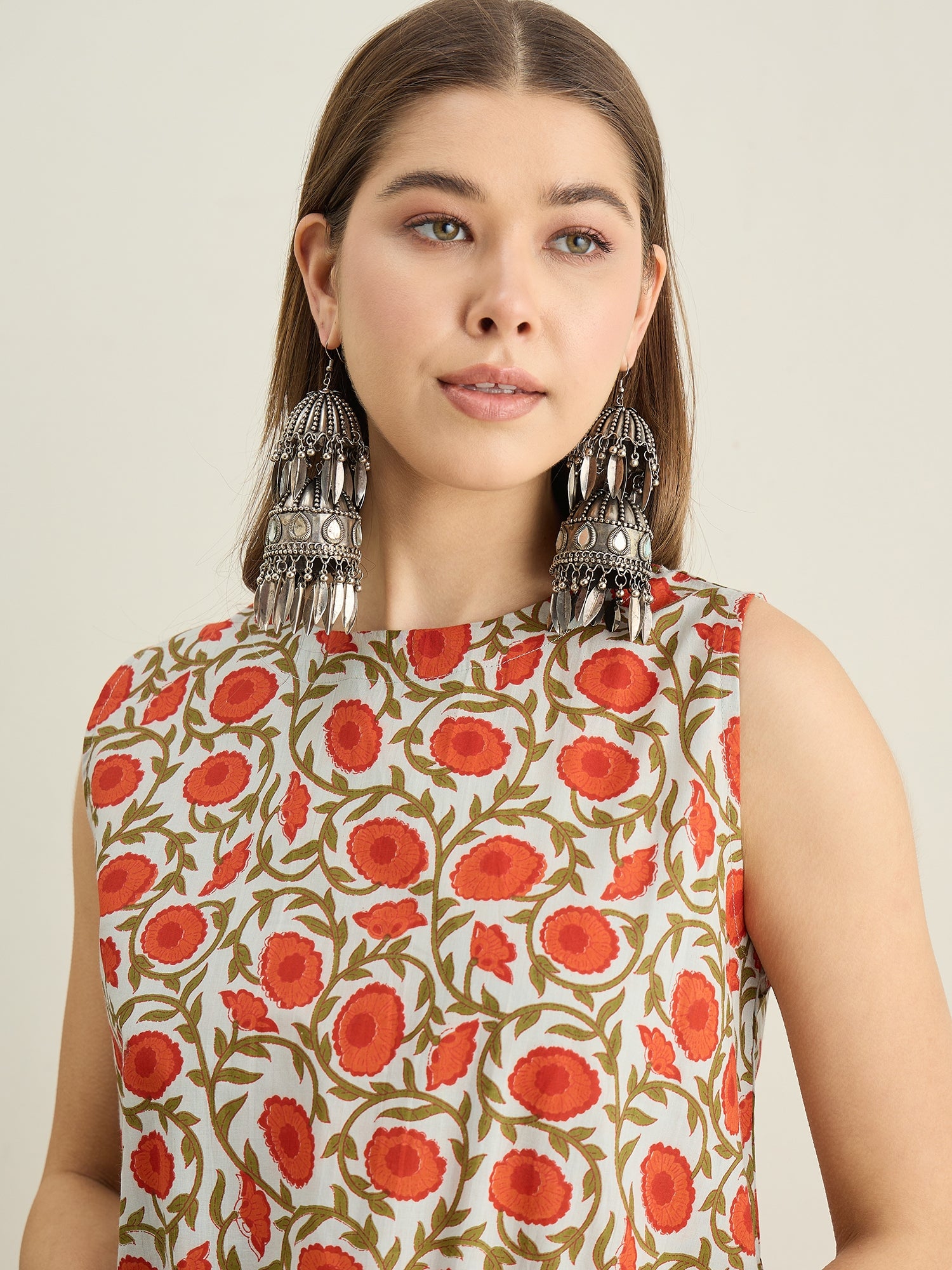 Orange Floral Jaal W/S Farshi Salwar Set