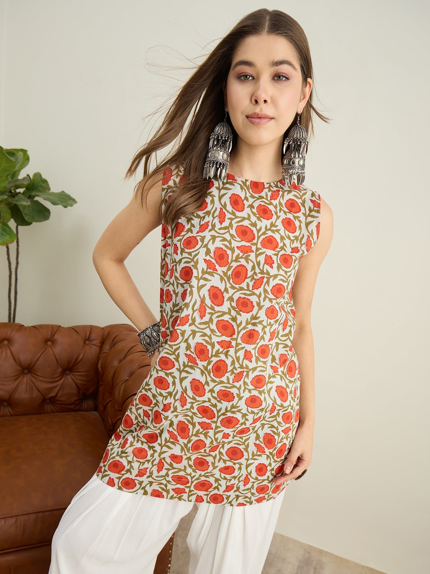 Orange Floral Jaal W/S Farshi Salwar Set