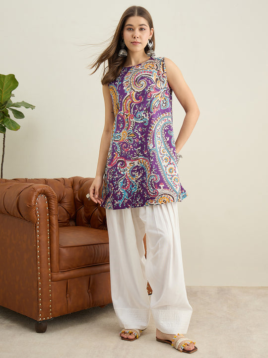 Purple Paisley W/S Farshi Salwar Set