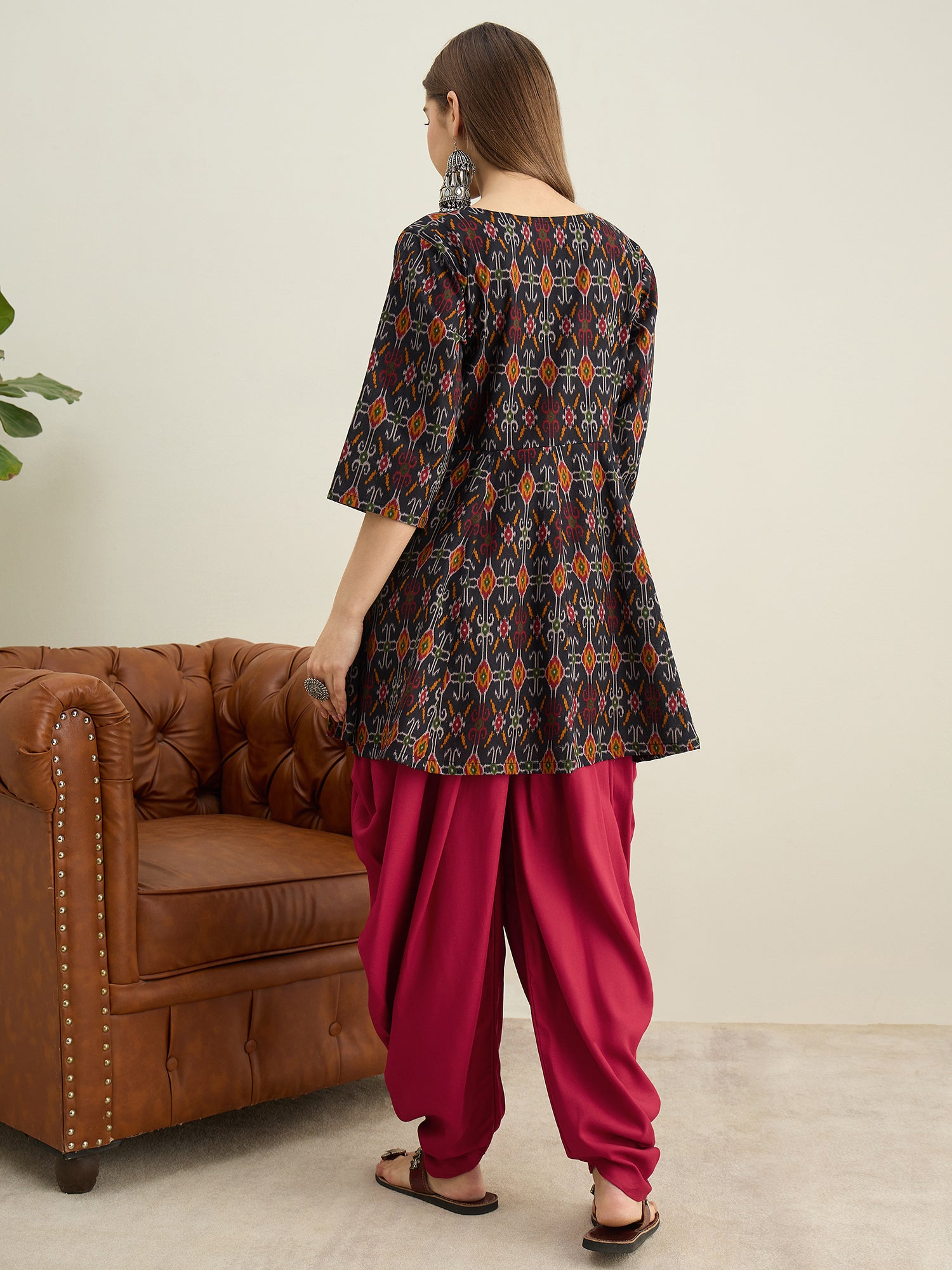 Black Patola Ikat Kurta Tulip Pant Set