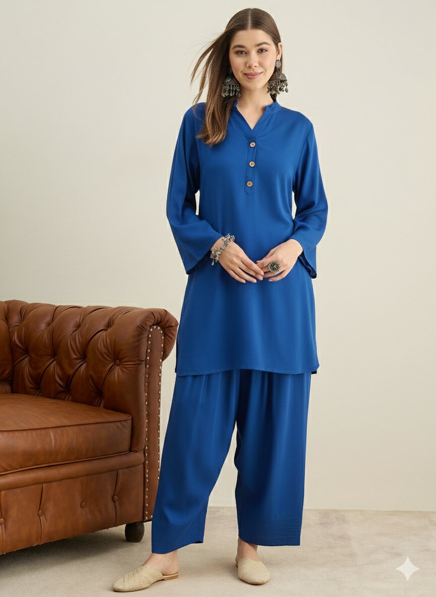 Ink Blue Solid Farshi Salwar Set