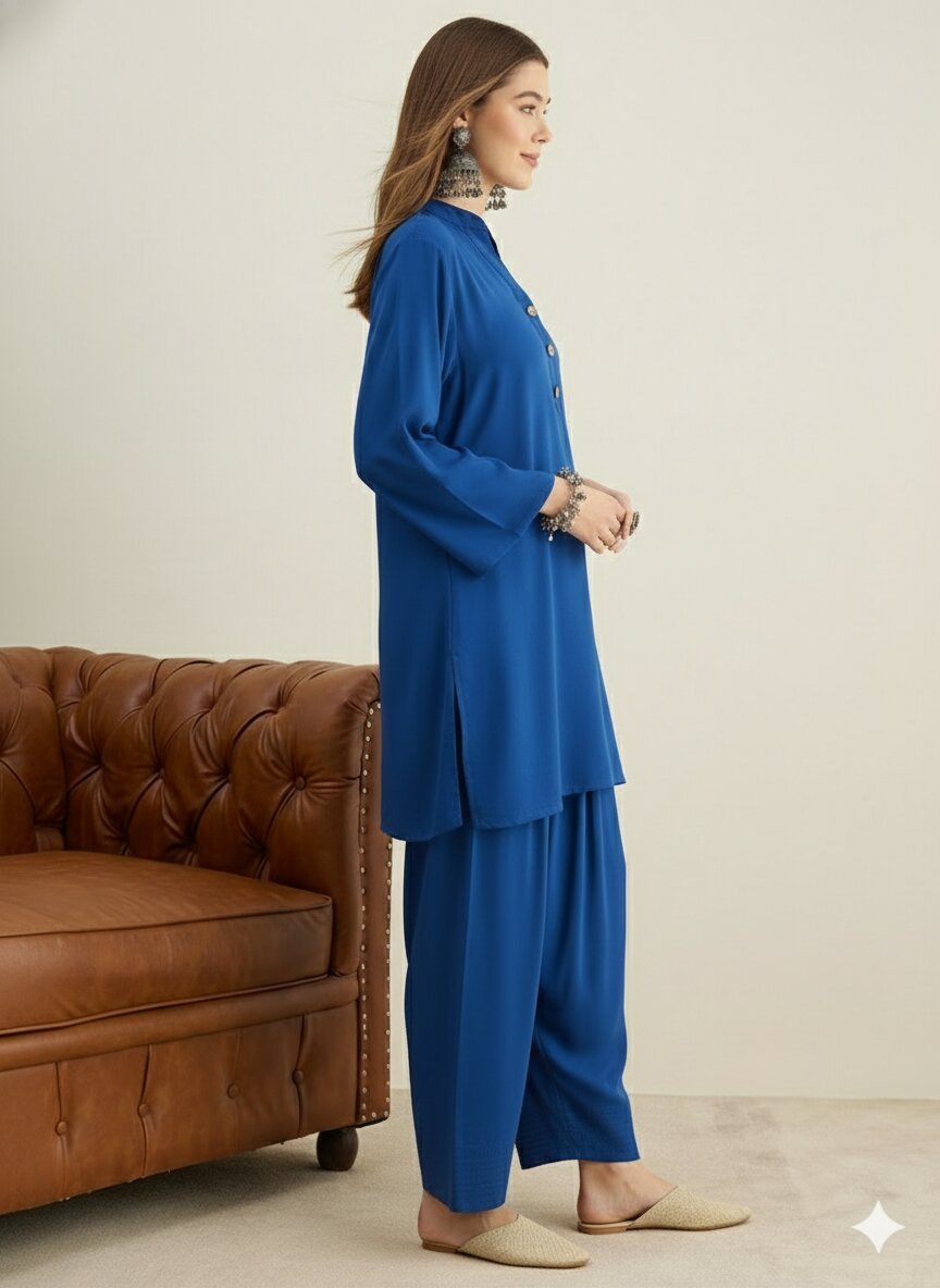 Ink Blue Solid Farshi Salwar Set