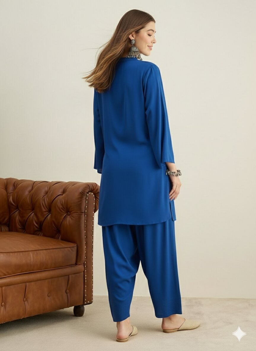 Ink Blue Solid Farshi Salwar Set