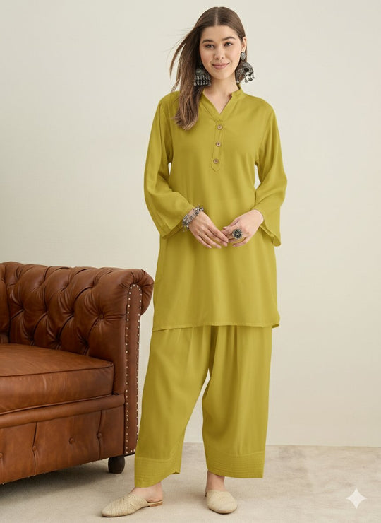 Lemon Yellow Solid Farshi Salwar Set
