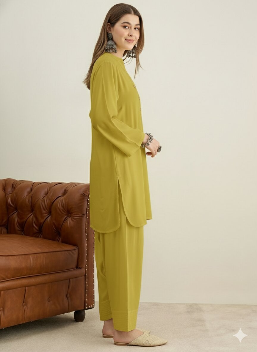 Lemon Yellow Solid Farshi Salwar Set
