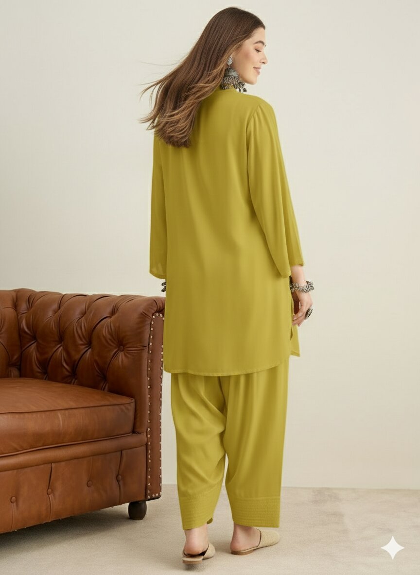 Lemon Yellow Solid Farshi Salwar Set