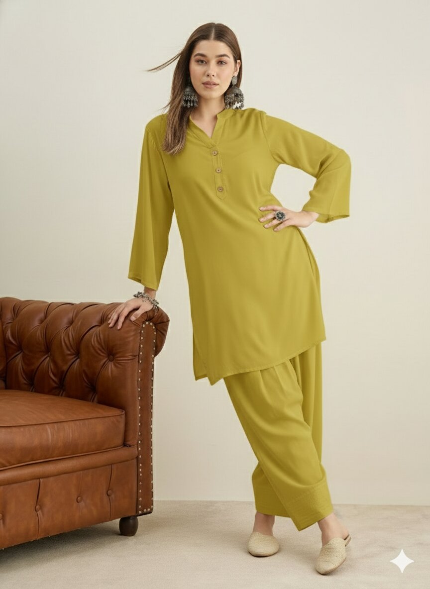 Lemon Yellow Solid Farshi Salwar Set