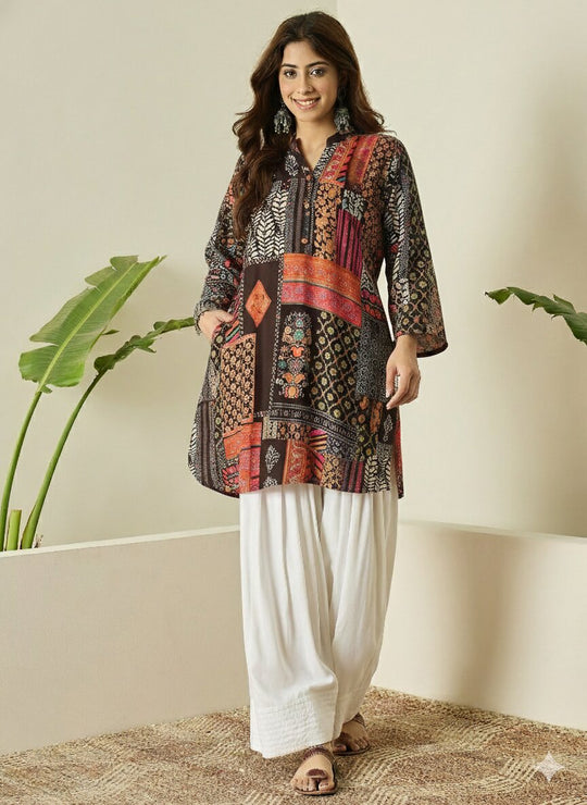 Black Multi White Salwar Kurta Set