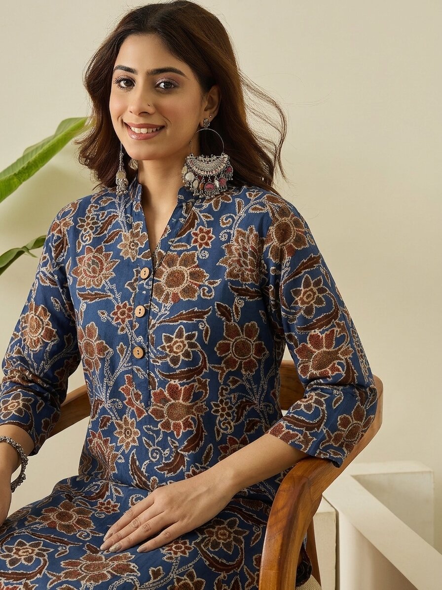 Indigo Big Jaal Print Farshi Salwar Set