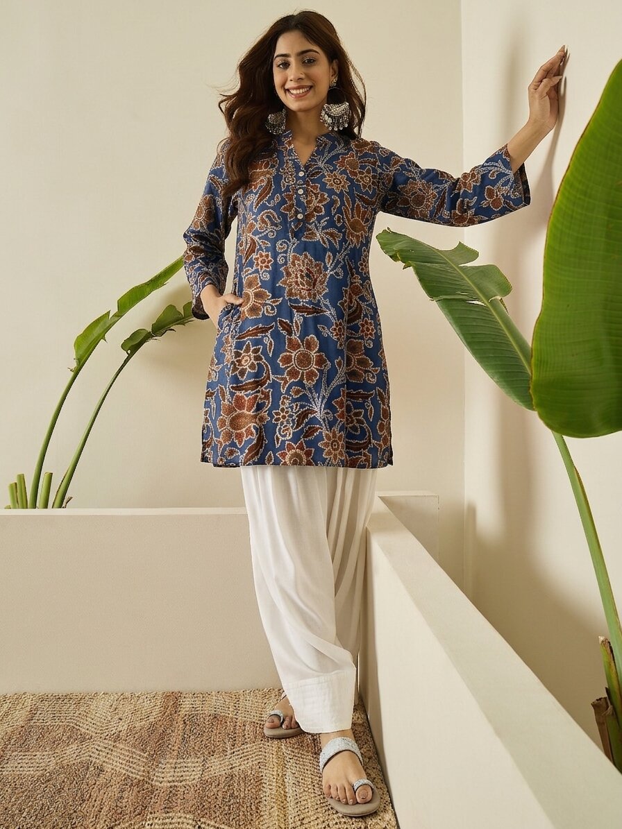 Indigo Big Jaal Print Farshi Salwar Set