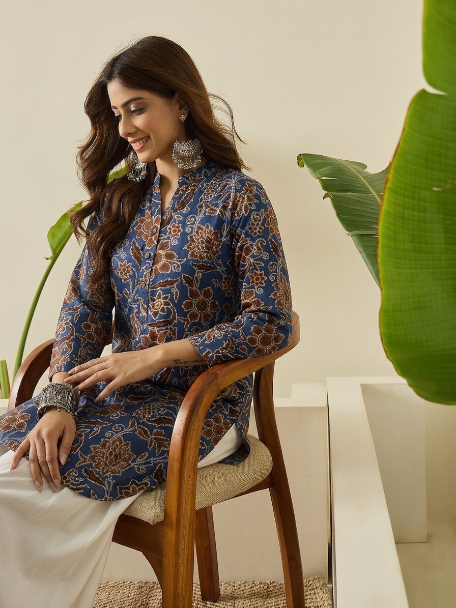 Indigo Big Jaal Print Farshi Salwar Set