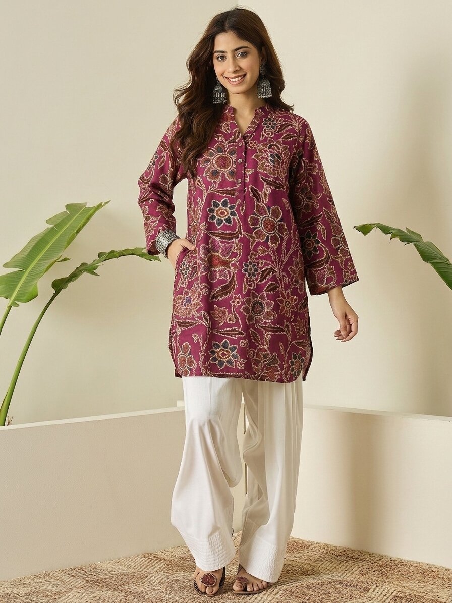 Burgandy Big Jaal Print Farshi Salwar Set