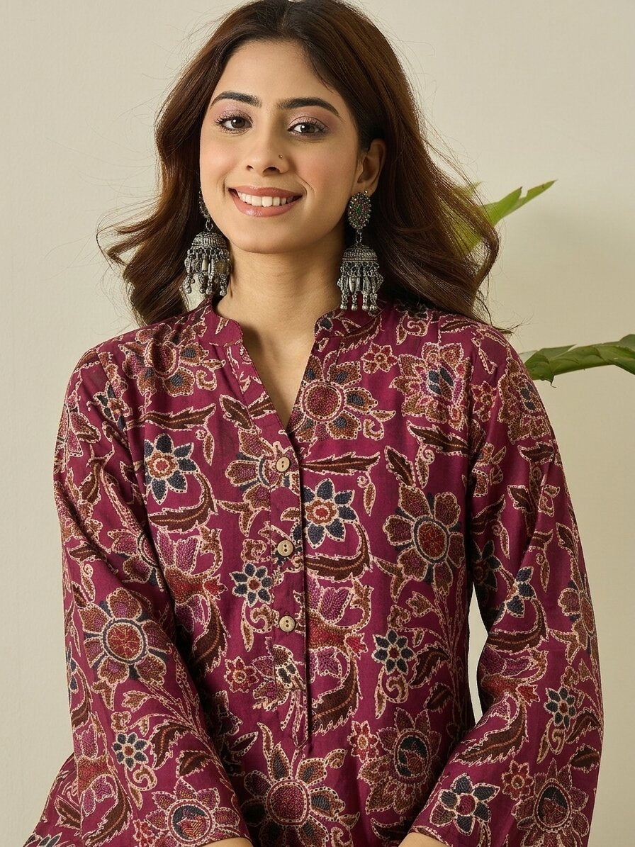 Burgandy Big Jaal Print Farshi Salwar Set