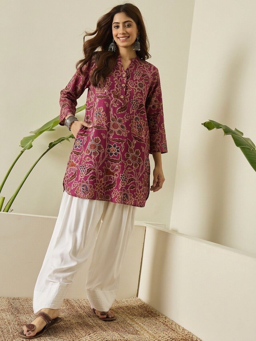 Burgandy Big Jaal Print Farshi Salwar Set