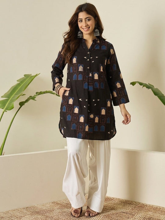 Black Window Print Farshi Salwar Set