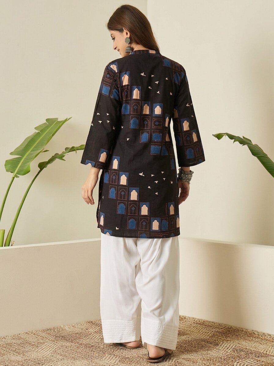 Black Window Print Farshi Salwar Set