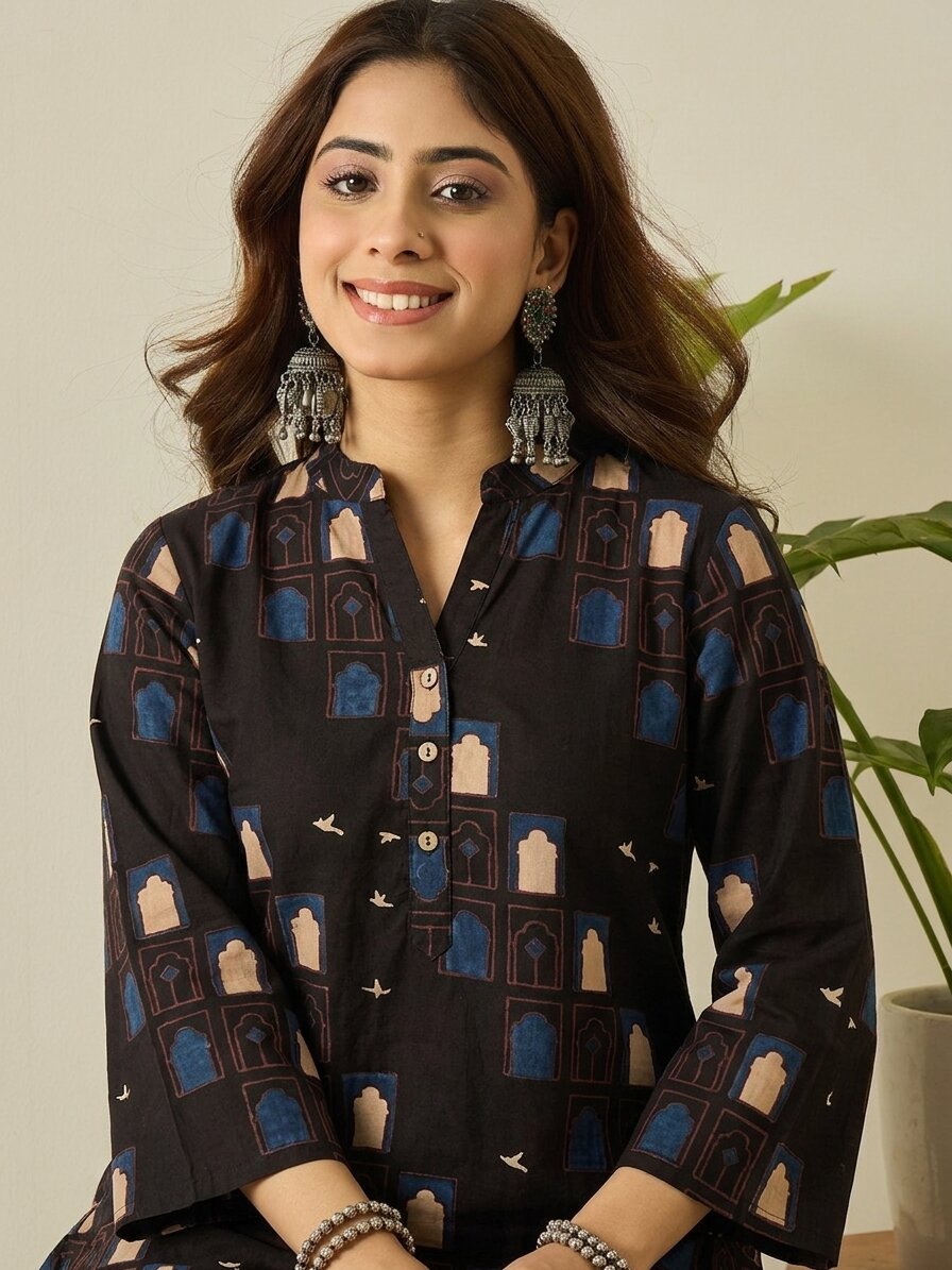 Black Window Print Farshi Salwar Set