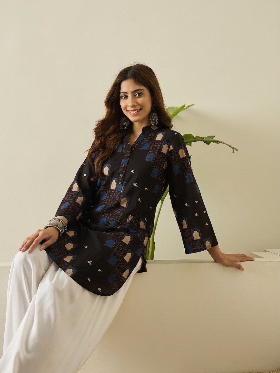 Black Window Print Farshi Salwar Set