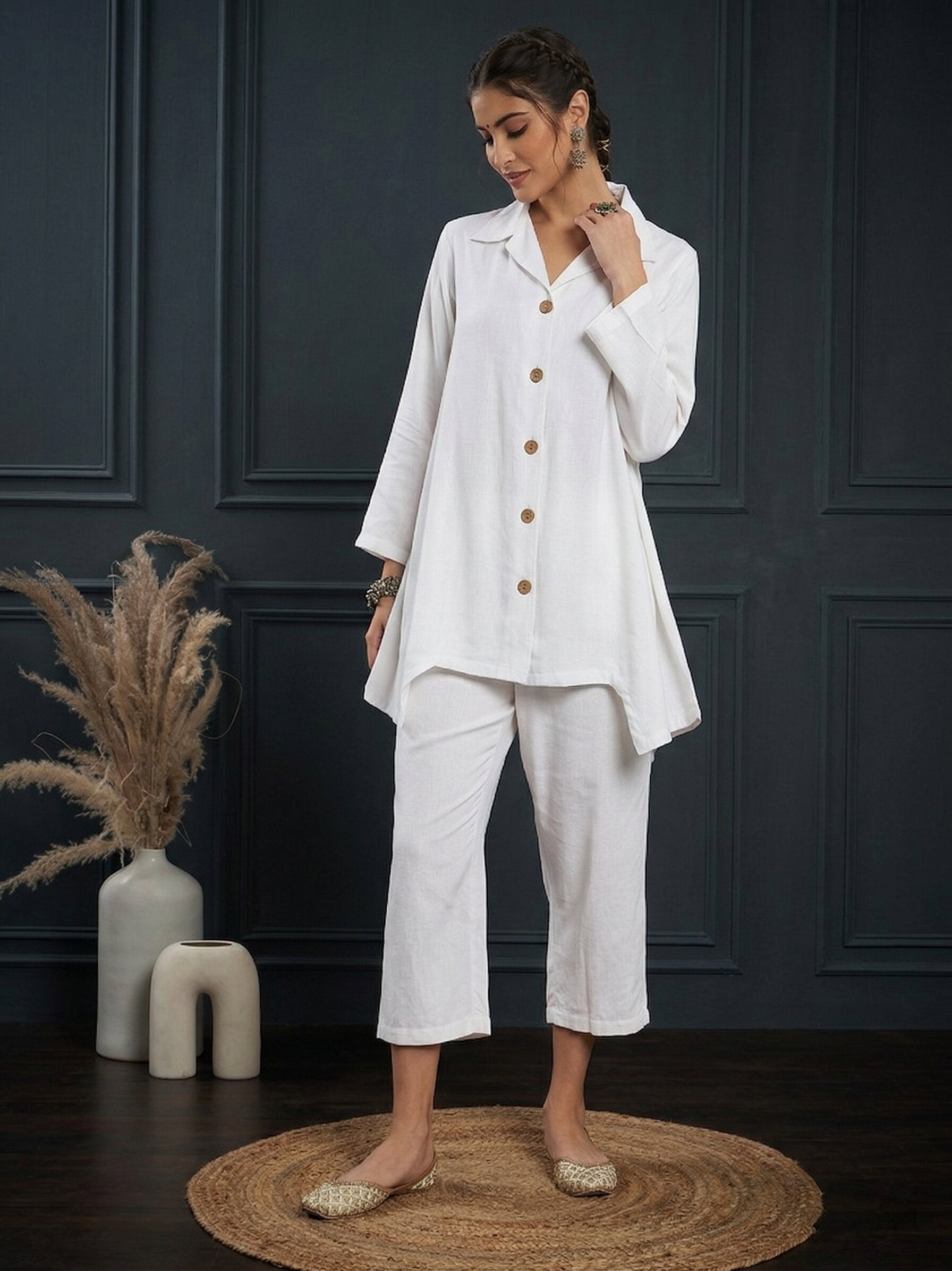 White Blazer Coord Set
