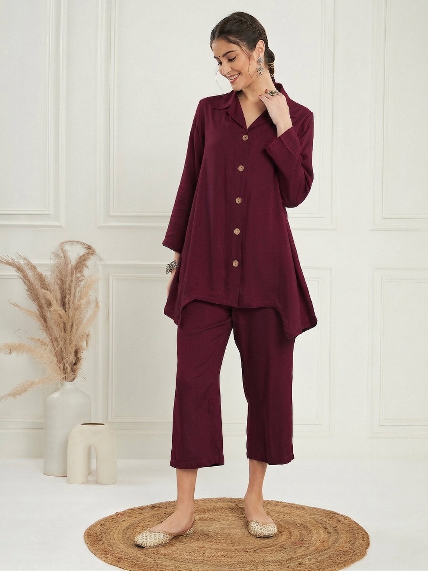 Wine Blazer Coord Set