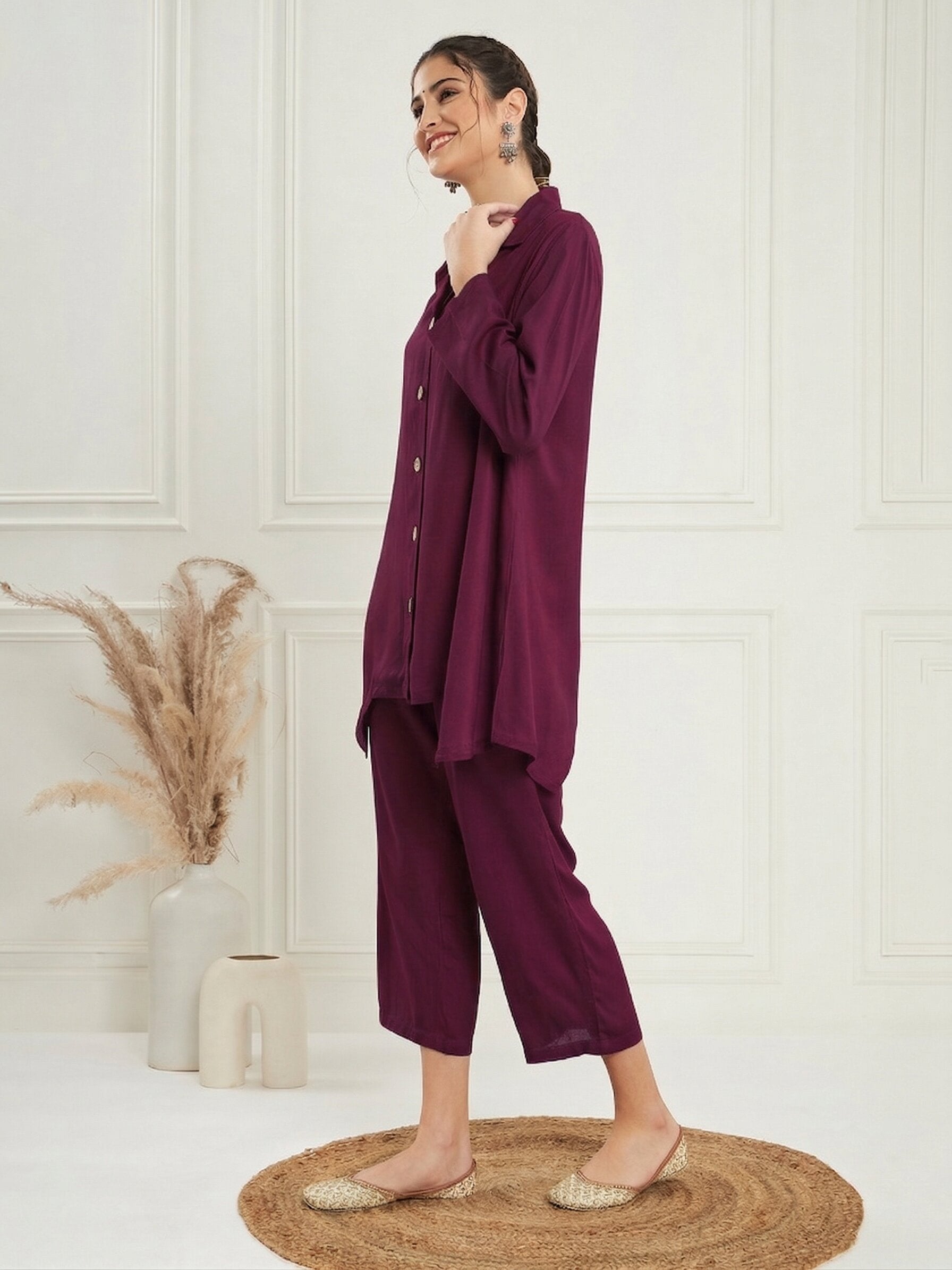 Wine Blazer Coord Set