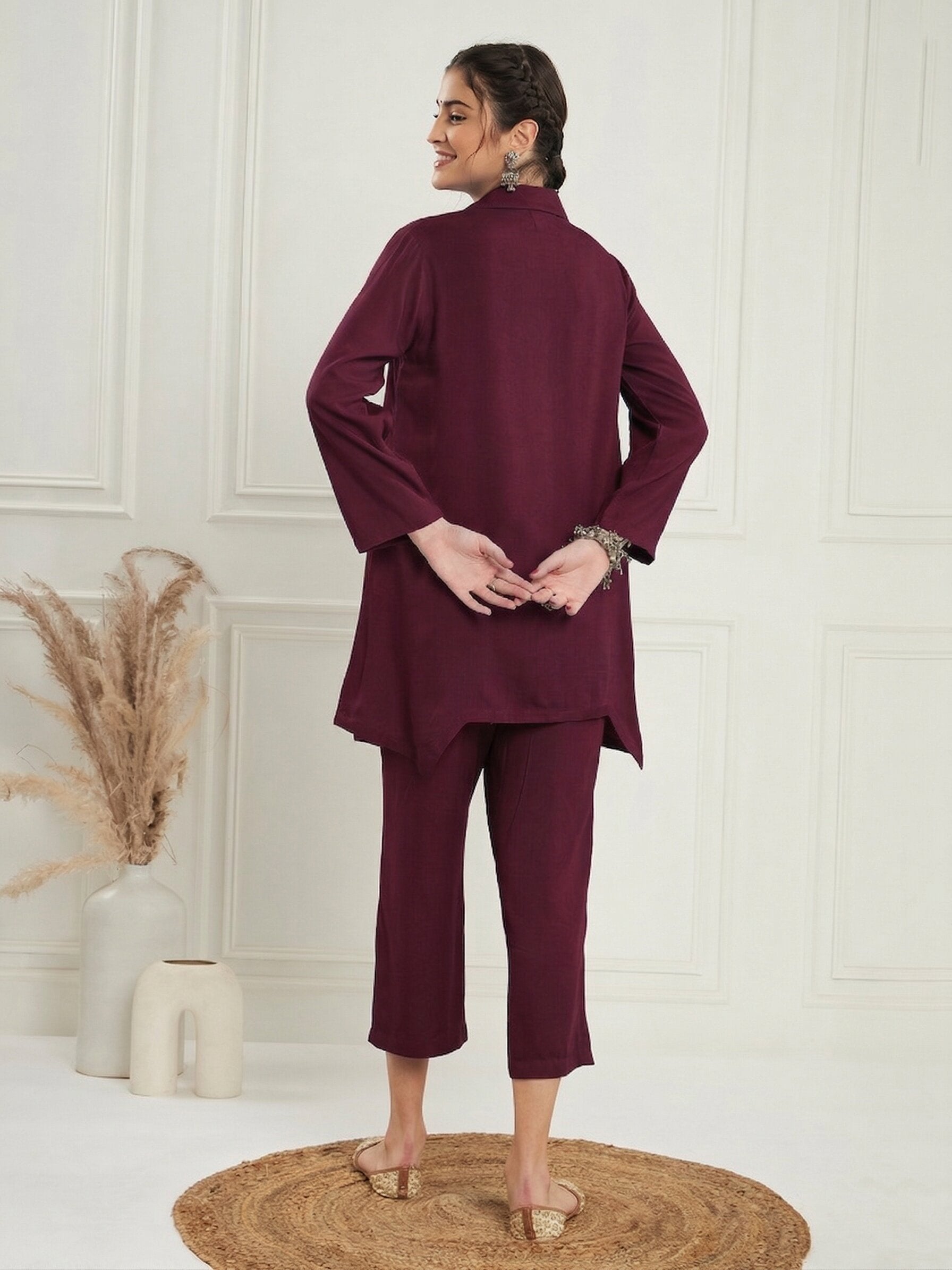 Wine Blazer Coord Set