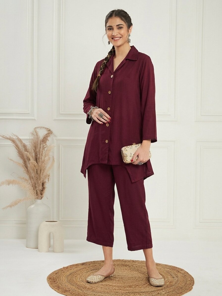 Wine Blazer Coord Set