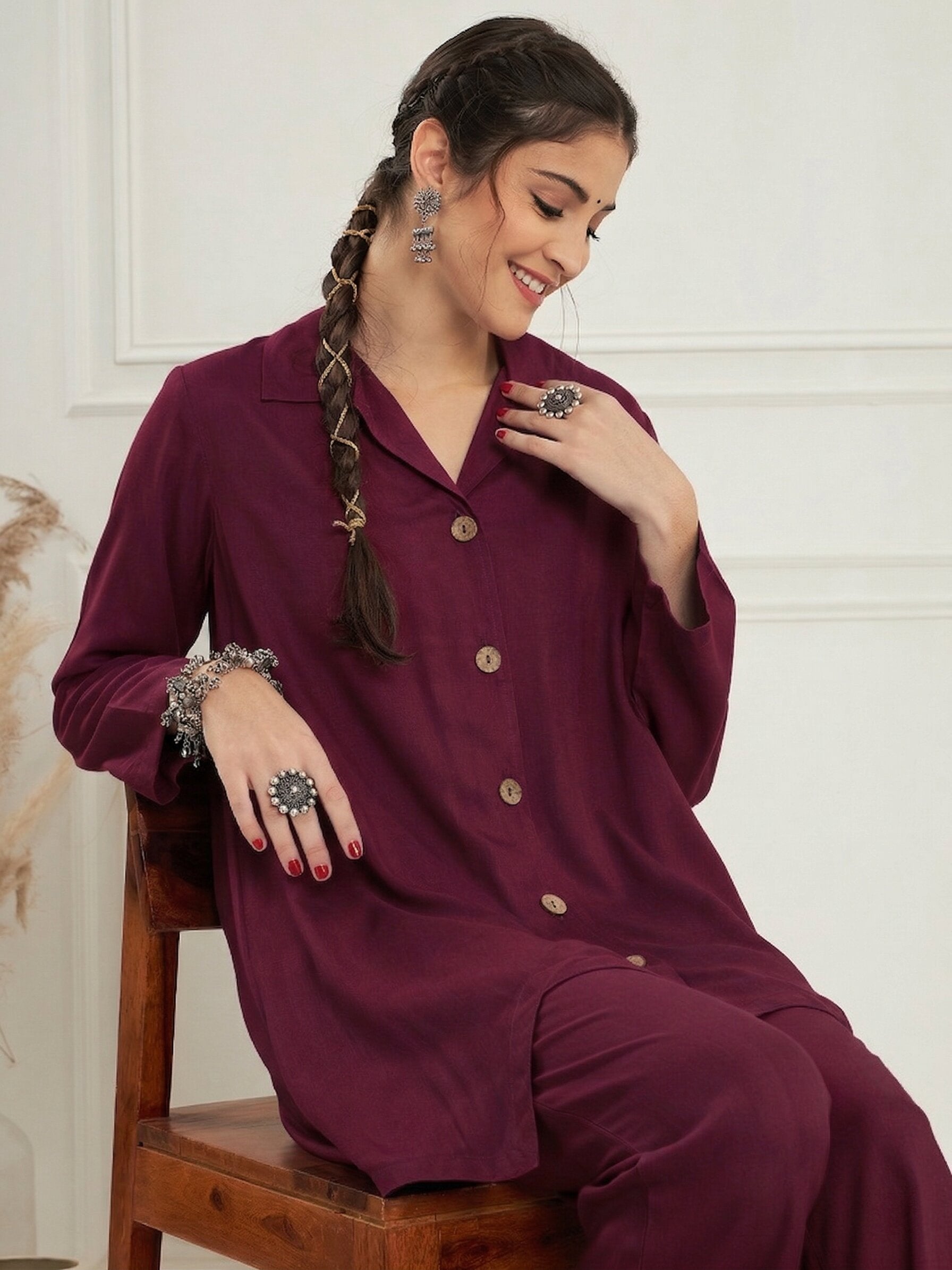 Wine Blazer Coord Set