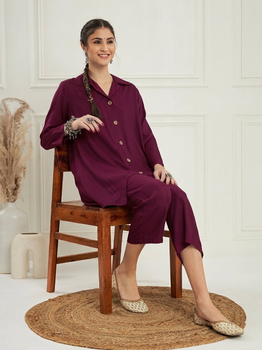 Wine Blazer Coord Set