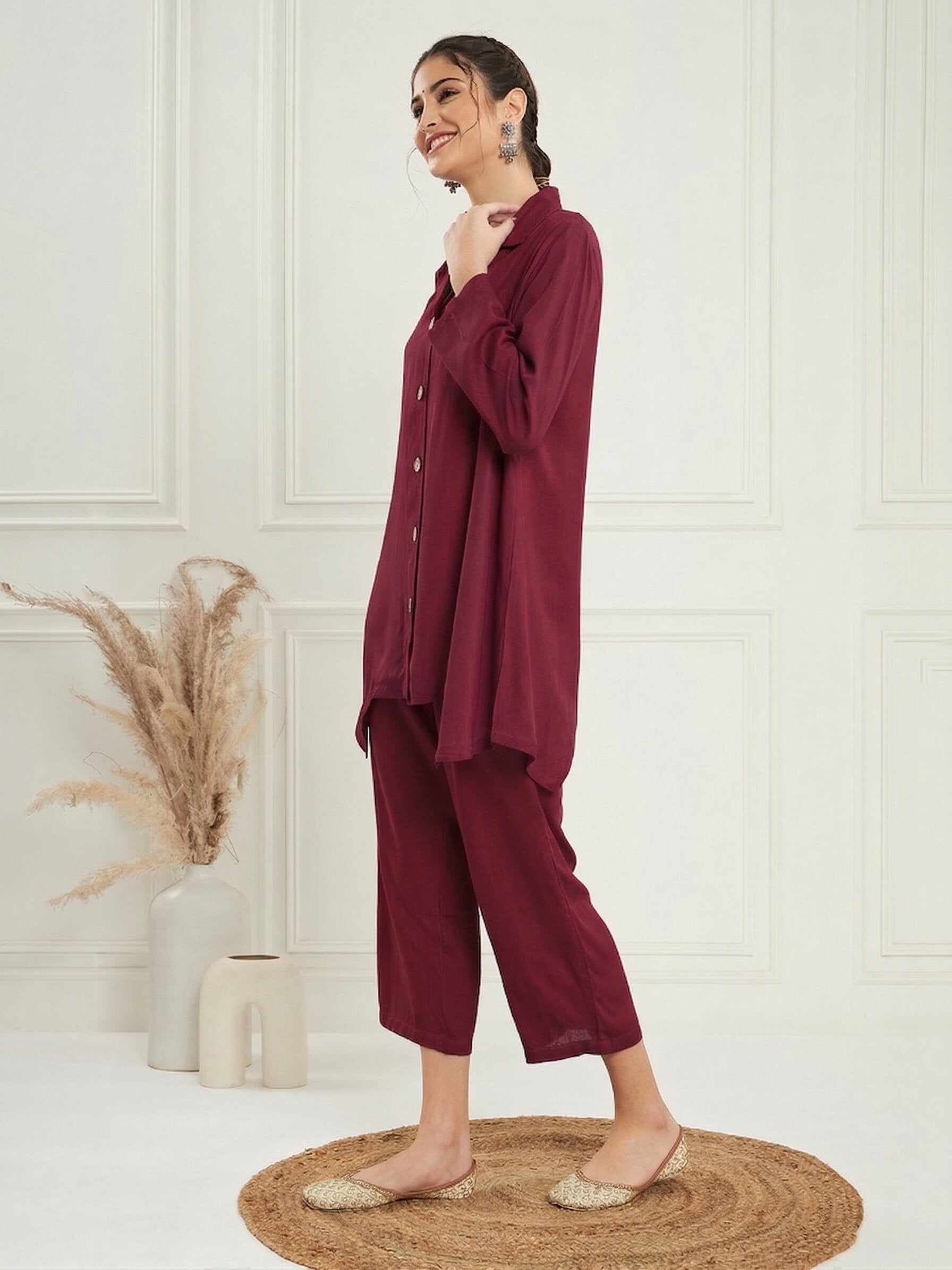 Maroon Blazer Coord Set